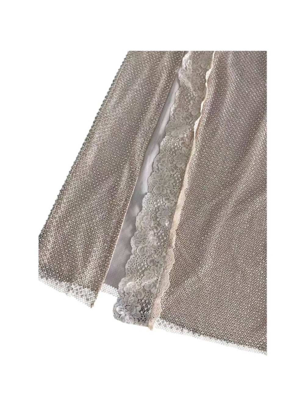 Self-Portrait Champagne Rhinestone Lace Trim Maxi Dress US 4 - Picture 7 of 9